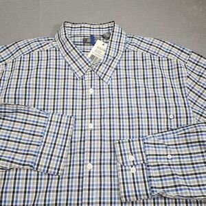 Kenneth Cole Reaction Button Down Shirt Blue Plaid SR046505 Mens XXL